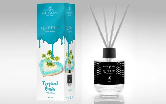 Ароматизатор TASOTTI REED DIFFUSER QUEENS (на панель приборов) Tropical Oasis /1/12