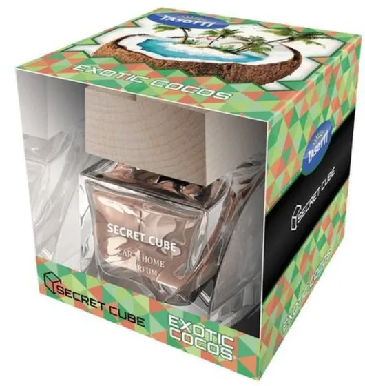 Ароматизатор TASOTTI "SECRET CUBE" Exotic cocos, духи-спрей с деревянной крышкой, 50мл