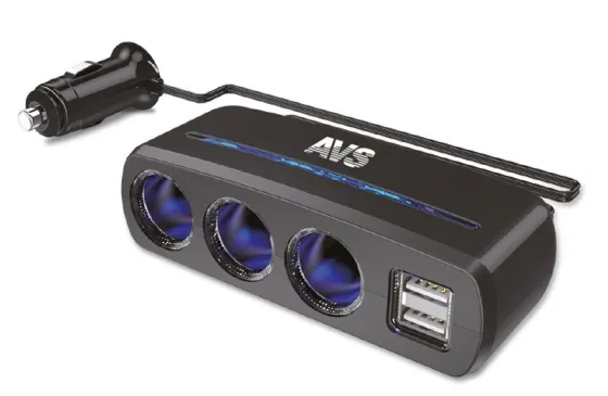 Разветвитель прикуривателя AVS 12-24 (на 3 выхода+2 USB) CS318U