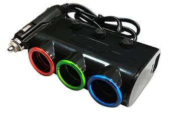 Разветвитель прикуривателя 12-24V на 3 гнезда 120W + 2хUSB разъемa 5V-2.1А, 1А, с выкл.