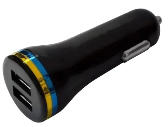 Автомобильное зарядное устройство 2 USB: 2,1A=2А длинная ножка ЧЕРНЫЙ