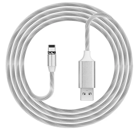 Кабель USB 1м светящийся IPHONE / Lightning Белый