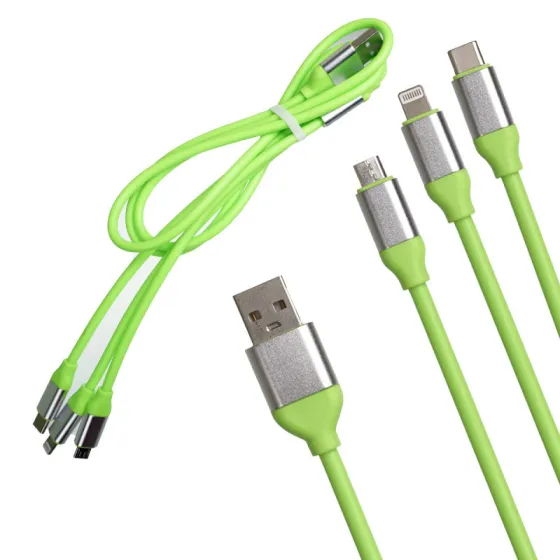 Кабель USB 1м 3в1 Lightning + Micro + Type-C