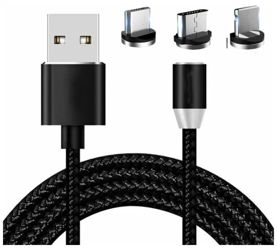 Кабель USB 1,2м 3в1 Lightning + Micro + Type-C Магнитный