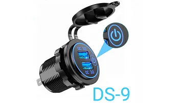 Заглушка врезная круглая 12V-24V 2USB с подсветкой (Круглый) QC3.0