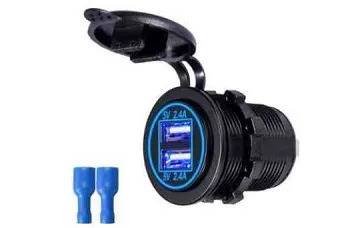 Заглушка врезная круглая 2 USB 12V-24V 4.8A
