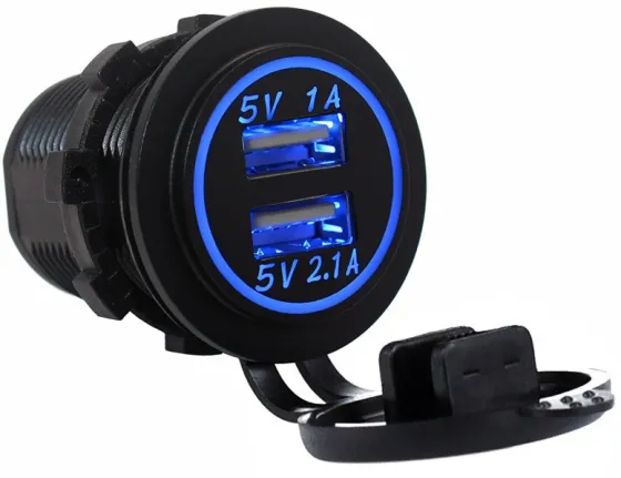 Заглушка врезная круглая 12V-24V 2USB (Круглый) 3.1A