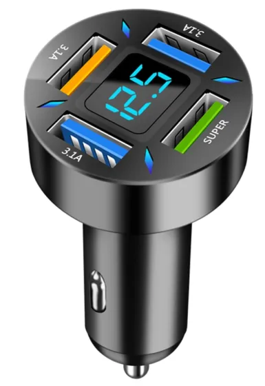 Вольтметр в прикуриватель +4 USB с функцией Quick Charge 3.0