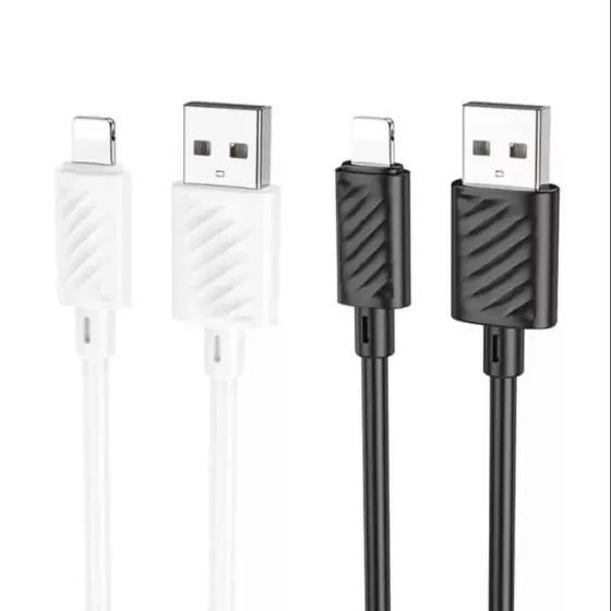 Кабель USB IPHONE Lightning 1м Резиновый / Черный / Белый