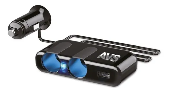 Разветвитель прикуривателя AVS 12-24 (на 2 выхода+ USB) CS232U