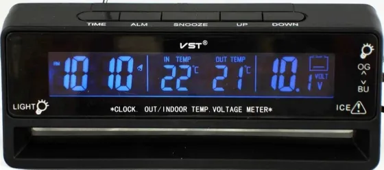 Термометр, часы, вольтметр VST 7010V 12-24V