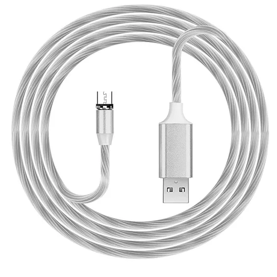 Кабель USB 1м светящийся Micro USB Белый