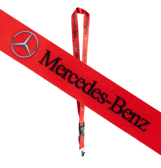 Шнурок на шею с карабином для ключей "MERCEDES" Красный