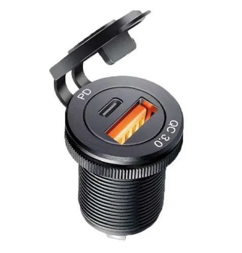 Заглушка врезная круглая 2USB PD PD20W 12-24V