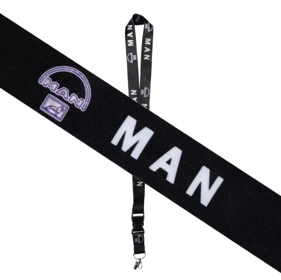 Шнурок на шею с карабином для ключей "MAN" Черный