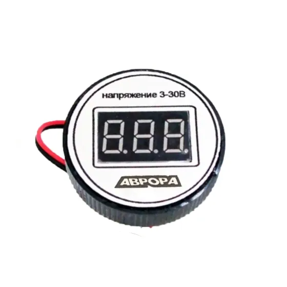 Вольтметр с проводом 12-24v Круглый НА СКОТЧЕ (Россия)