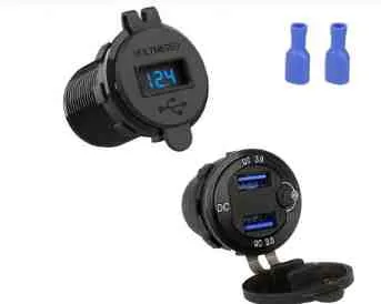 Вольтметр врезной круглый 2 USB / Быстрая зарядка 12V-24V