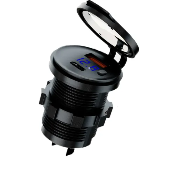 Вольтметр врезной круглый 2 USB QC3.0 + PD30W