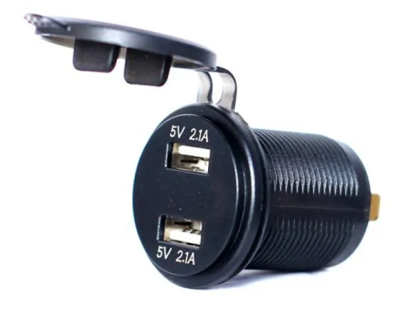 Вольтметр врезной круглый 2 USB 12V-24V 4.2A