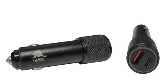 Автомобильное зарядное устройство USB (1 порт USB+Type C ) Солнце (2,4А)