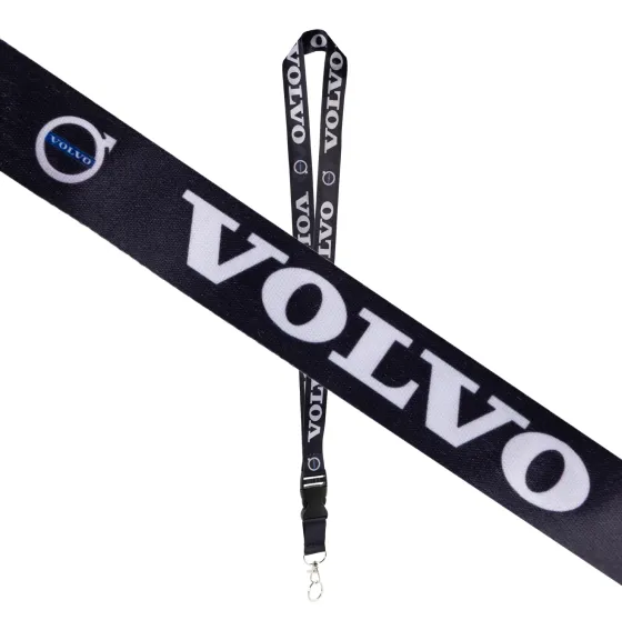 Шнурок на шею с карабином для ключей "VOLVO" Черный