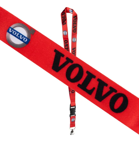 Шнурок на шею с карабином для ключей "VOLVO" Красный