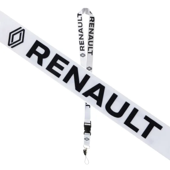 Шнурок на шею с карабином для ключей "RENAULT" Белый