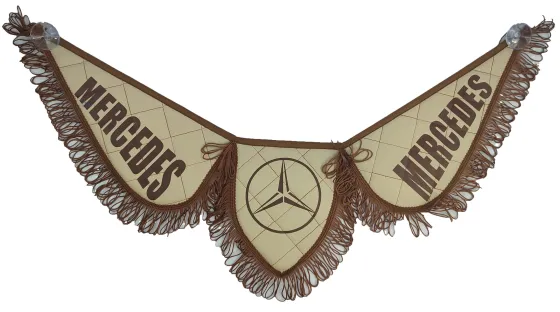 Вымпел тройной эко-кожа стеганная Mercedes бежевый