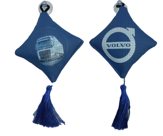 Вымпел подушка с кисточкой эко-кожа Volvo синий