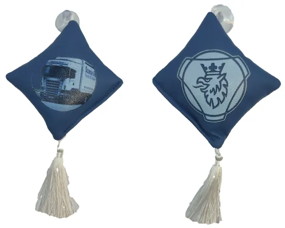 Вымпел подушка с кисточкой эко-кожа Scania синий