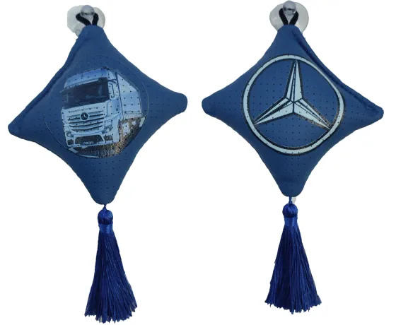 Вымпел подушка с кисточкой эко-кожа Mercedes синий