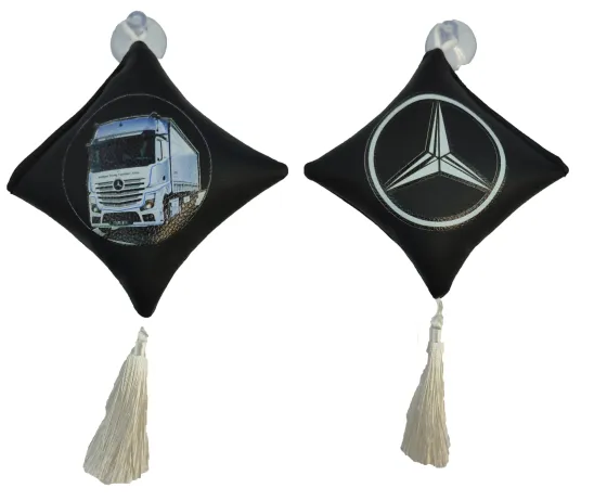 Вымпел подушка с кисточкой эко-кожа Mercedes черный