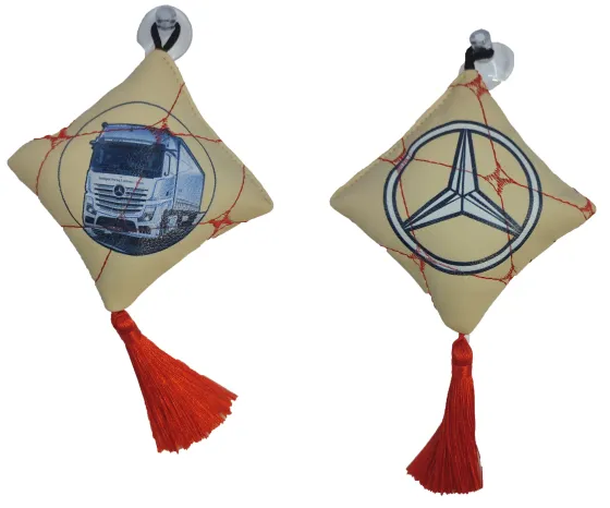Вымпел подушка с кисточкой эко-кожа Mercedes бежевый