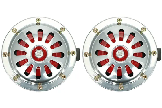 Сигнал электрический 24V d=125мм Хром-Красный (комплект 2шт)