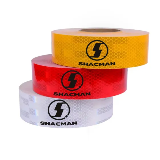 Лента светоотражающая (марка) SHACMAN 50м*5см Красная ЗМ