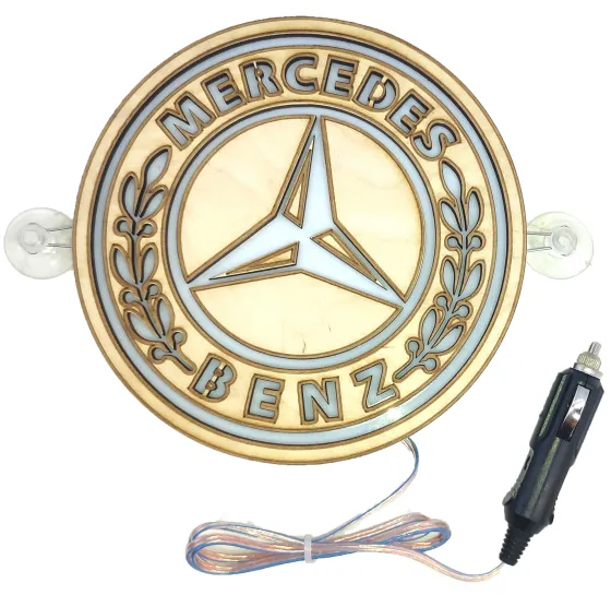 Табличка светящаяся ЛОГОТИП MERCEDES 180х180мм 24V
