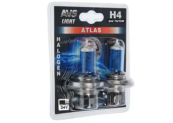 Галогенновые лампы AVS ATLAS /5000K/ H4. 24.V.75/70W. блистер-2 шт