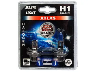 Галогенновые лампы AVS ATLAS  /5000К/ H1.24V.70W.блистер-2шт.