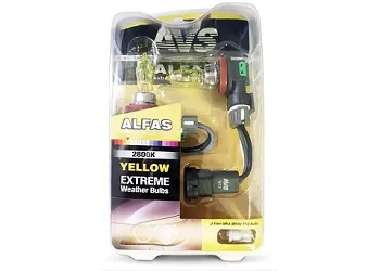 Газонаполненные лампы AVS ALFAS Extreme Weather 2800К H11 12V 85W, комплект 2+2 (T-10) шт. Желтые