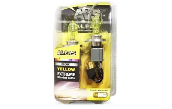Газонаполненные лампы AVS ALFAS Extreme Weather 2800К H4 12V 75/85W, комплект 2+2 (T-10) шт. Желтые