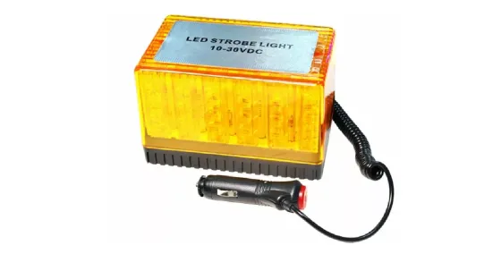 Маяк проблесковый светодиод 10-30V (Строб, КИРПИЧ, h=78мм, L=122x80мм, на магните, в прик.)