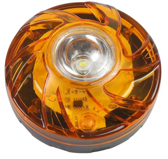 Маяк проблесковый LED (На батарейках, 3хАА, D=95мм, на магните) Желтый