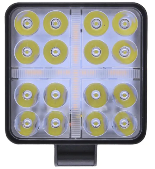 Фара противотуманная LED 48W, 16Led, 16мм, Б+Ж + страбоскоп, 12-24V, 110х110х25мм