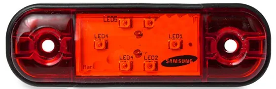 Фонарь маркерный 160 Овал 6LED красный с прокладкой 12-24V (SAMSUNG)