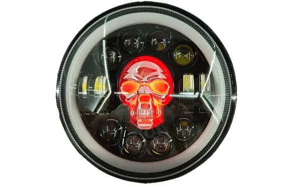 Фара диодная К-З, Нива 12-24V LED 70W, 7" Ближ.+Дальн.+Череп многорежим.