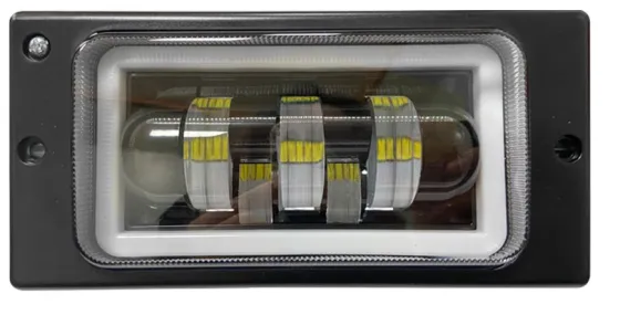 Фара противотуманная LED 50W, 5Led, 2 режимa+ободок, Б/Ж, 12-24V, 170х85мм, регулир., к-т