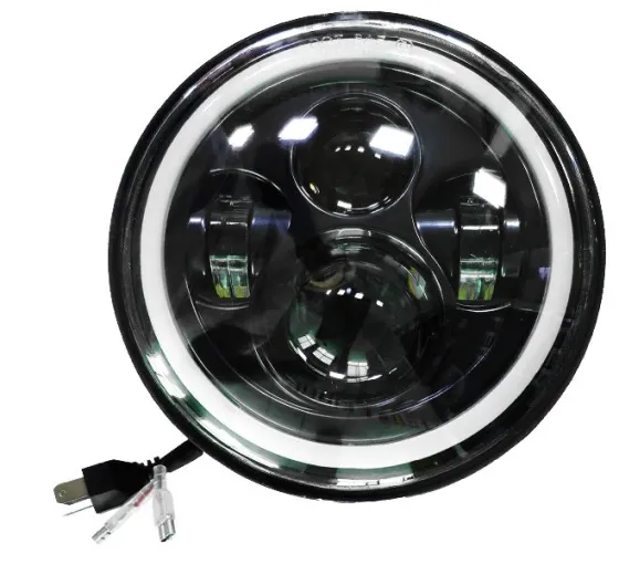 Фара диодная К-З, Нива 12-24V LED 35W, 7", Ближ.+Дальн.+Обод.(Б/Ж)