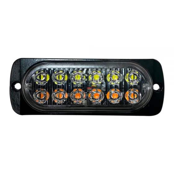 Маяк маркерный 12LED Белый+Желтый мигающий 12-24V