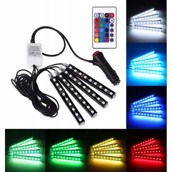 Подсветка ног салона с пультом 12LED 7 цветов