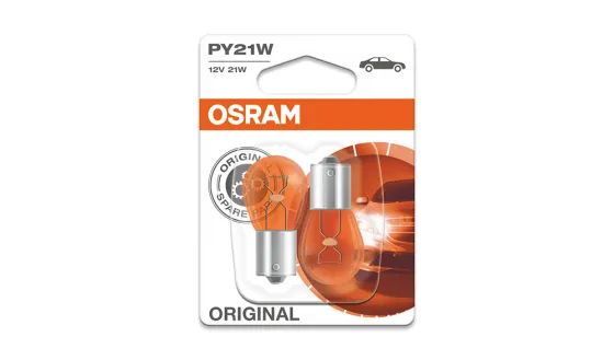Лампа OSRAM PY21W 21W (BAU15s) ORANGE 12V, комплект